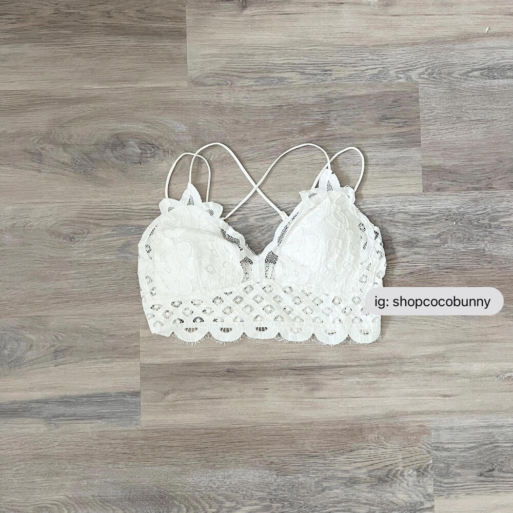 zenana delicate white criss cross embroidered bralette